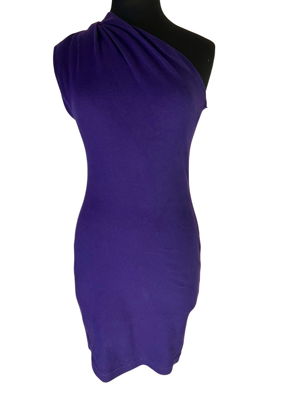 American Apparel Asymmetrical One-Shoulder Dark Purple Cotton Casual Dress